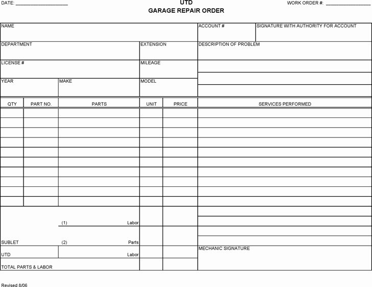 Automotive Work orders Template Awesome Download Auto Repair Invoice for Free Tidytemplates