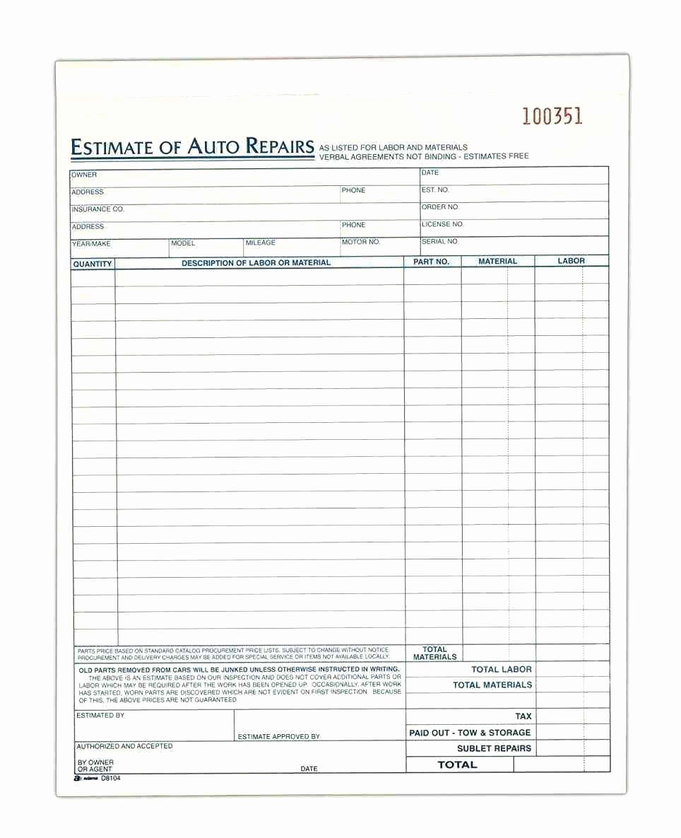 Automotive Work orders Template Lovely Automotive Work order Template