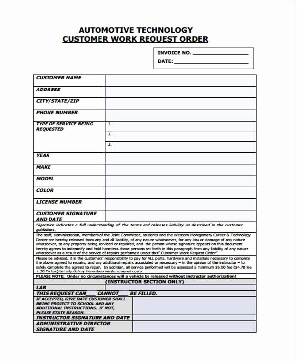 Automotive Work orders Template Luxury Work order Templates 9 Free Pdf format Download