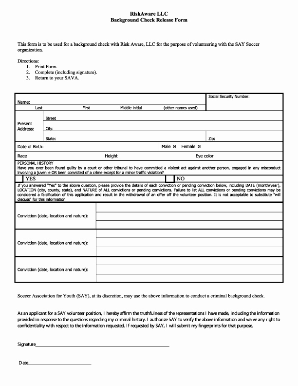 Background Check form Template Elegant Background Check Release