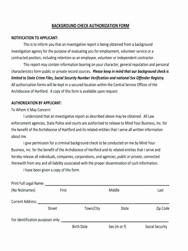 Background Check form Template Fresh Background Check Authorization form Template Rental