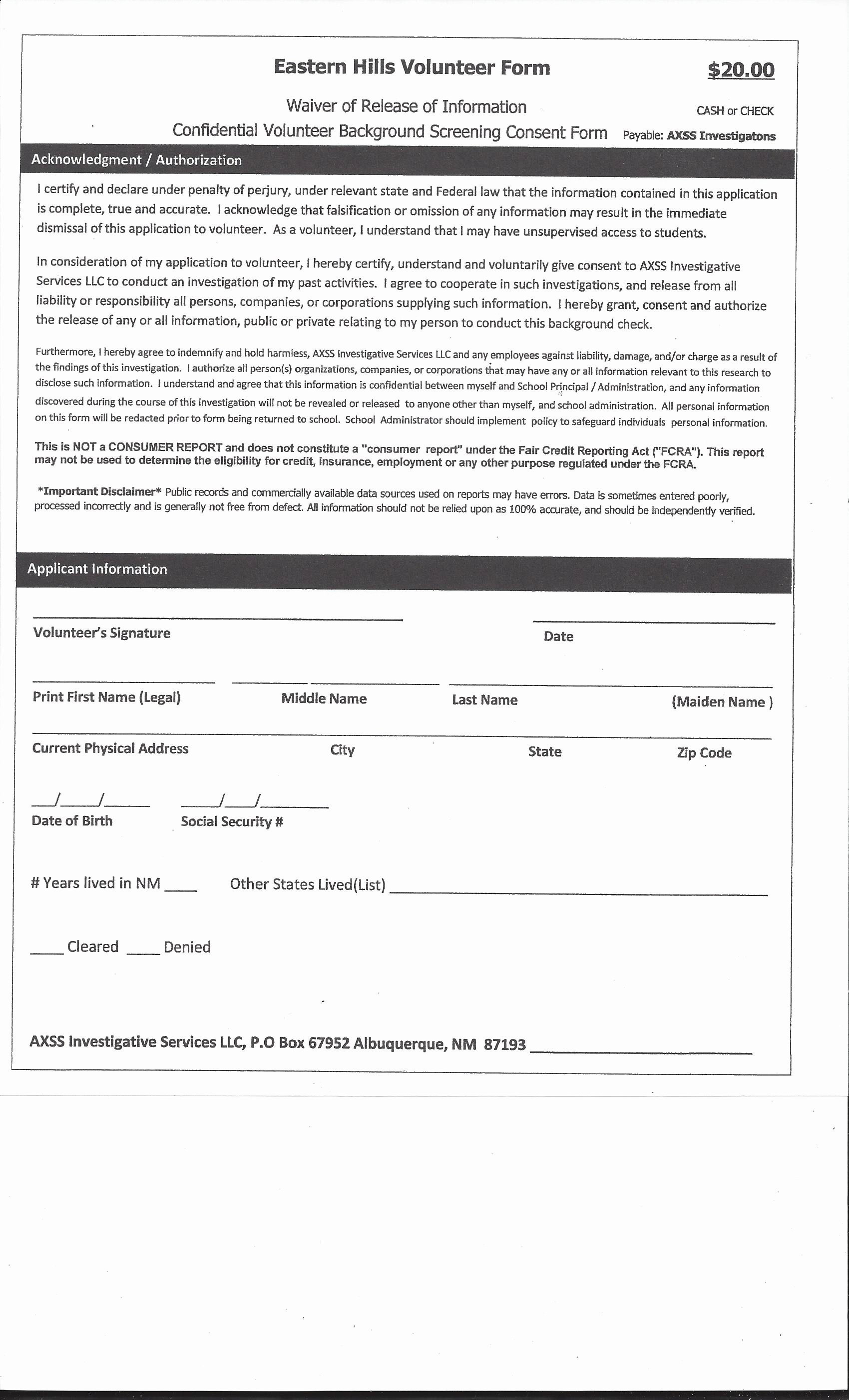 Background Check form Template Inspirational form Background Check form