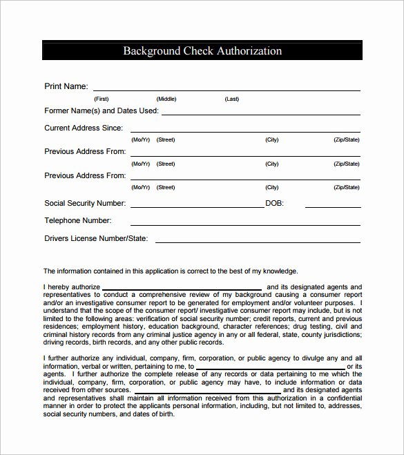 Background Check form Template Luxury 8 Sample Background Check forms to Download