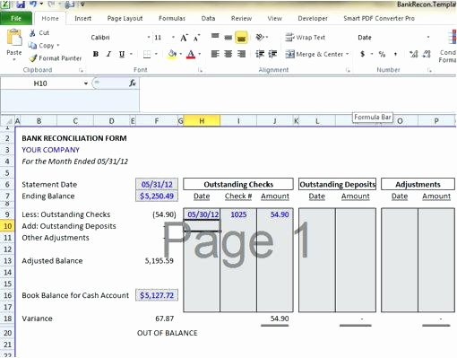 Bank Reconciliation Excel Template Lovely Monthly Bank Reconciliation Template Small Business