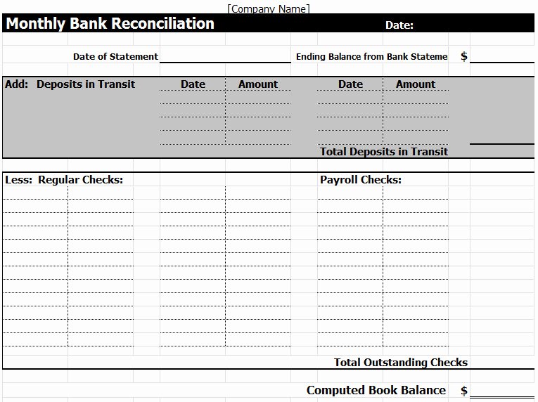 Bank Reconciliation Template Excel Awesome Bank Reconciliation Template