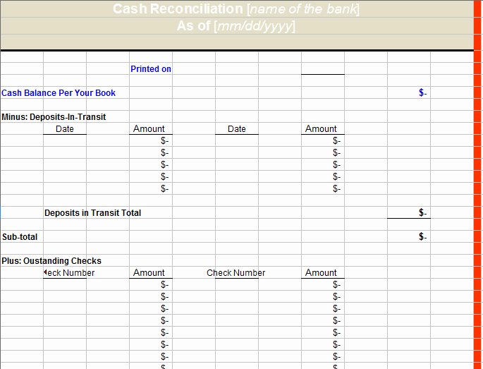 Bank Reconciliation Template Excel Fresh Bank Reconciliation Template