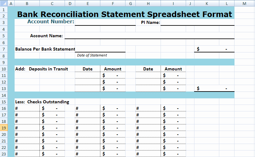 Bank Statement Reconciliation Template Awesome Simple Bank Reconciliation Template Excel Spreadsheet