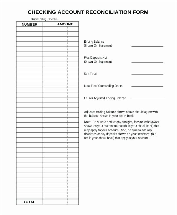 Bank Statement Reconciliation Template Inspirational Bank Statement Reconciliation form
