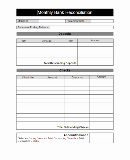 Bank Statement Reconciliation Template Lovely Bank Reconciliation Template