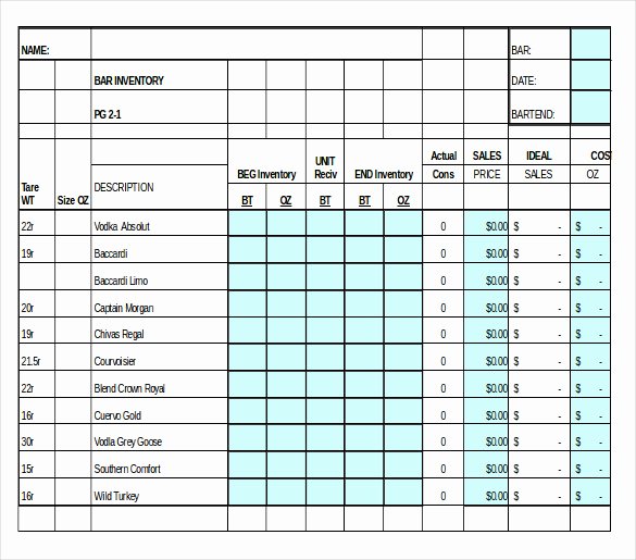 Bar Inventory Spreadsheet Template Unique 15 Liquor Inventory Templates – Free Excel Pdf Documents