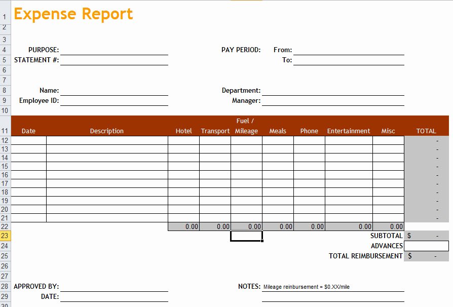 Basic Expense Report Template Best Of Expense Report Template In Excel