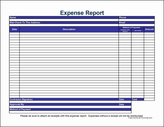 Basic Expense Report Template Luxury Free Simple Contractor Expense Report From formville