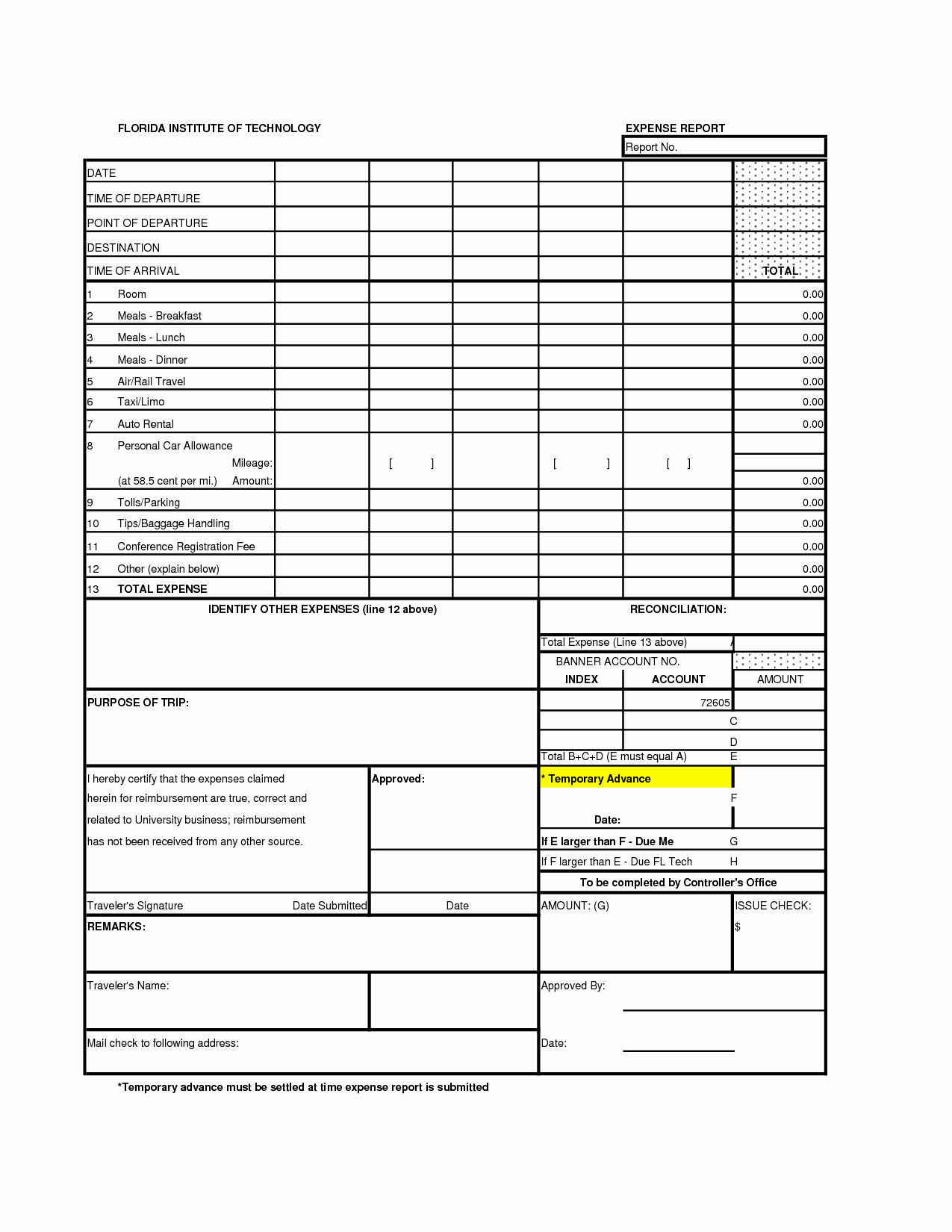Basic Expense Report Template New Printable Blank Expense Report Template Sample V M D