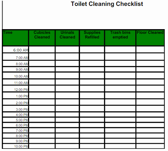 Bathroom Cleaning Checklist Template Beautiful toilet Cleaning Checklist Templates