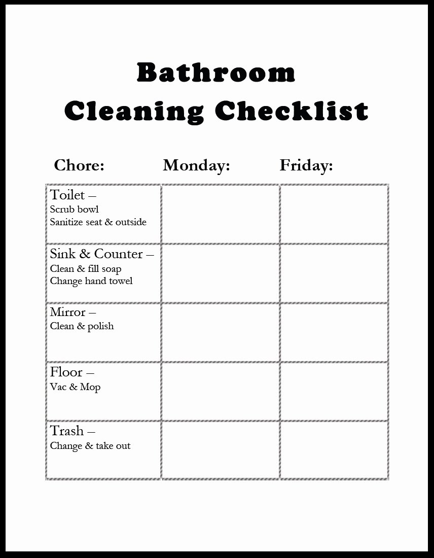 Bathroom Cleaning Checklist Template Elegant Amazing Of Latest Awesome Bathroom Cleaning Checklist Tem