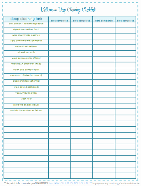 Bathroom Cleaning Checklist Template New 8 Best Of Deep Cleaning Checklist Printable Deep