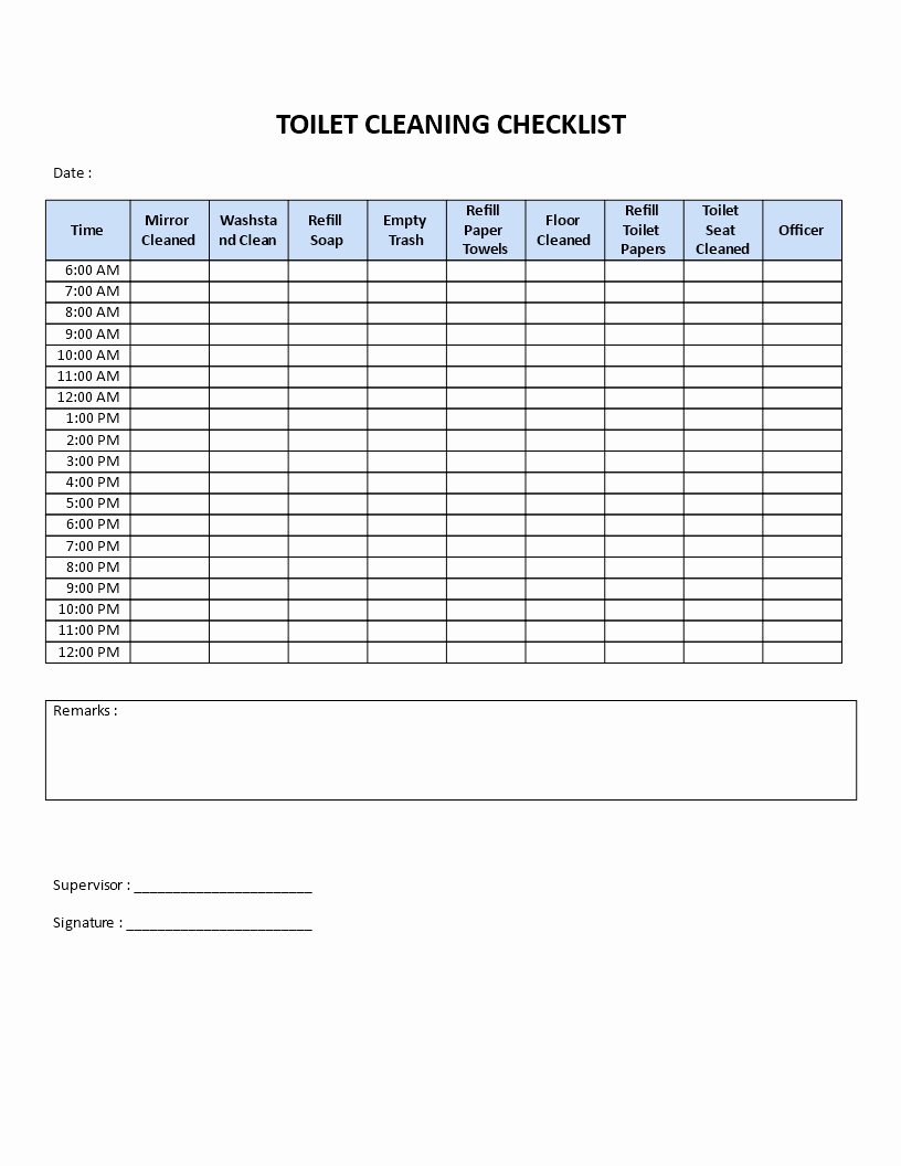 Bathroom Cleaning Checklist Template New Free Public Restroom Cleaning Checklist