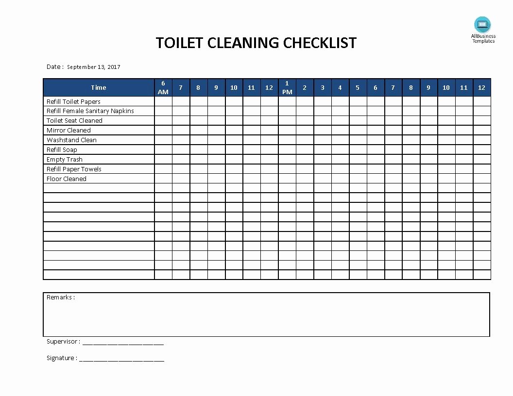 Bathroom Cleaning Checklist Template New Free toilet Cleaning Checklist