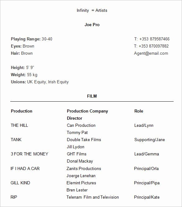 Beginner Acting Resume Template Awesome 11 Acting Resume Templates Free Samples Examples