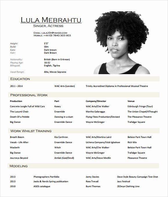 Beginner Acting Resume Template Fresh 20 Useful Sample Acting Resume Templates to Download
