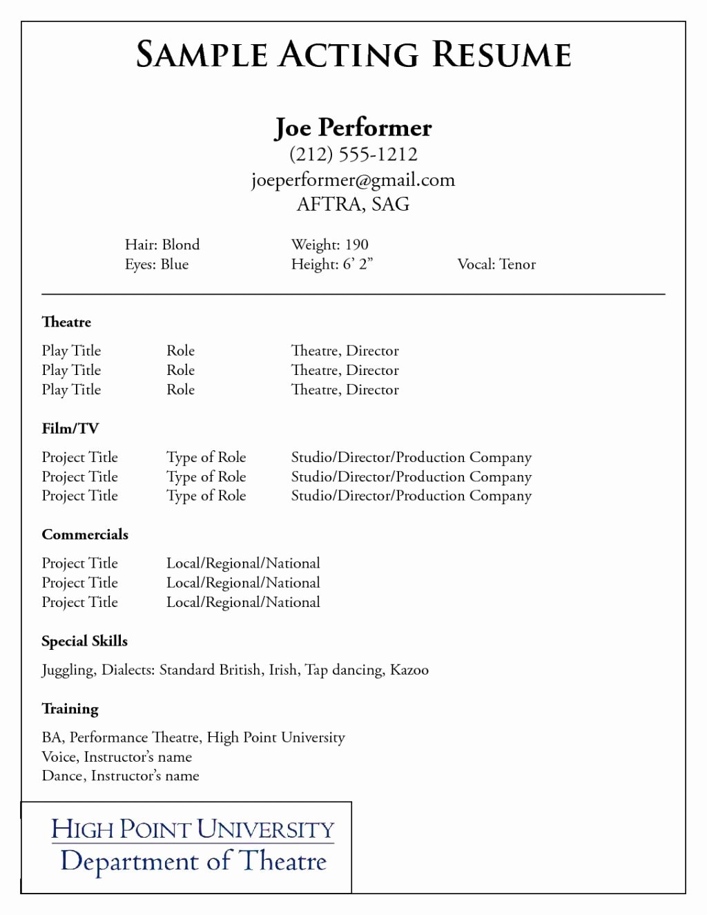 Beginner Acting Resume Template Fresh Best Resume format Examples for Kids Pdf Tag 45 Resume