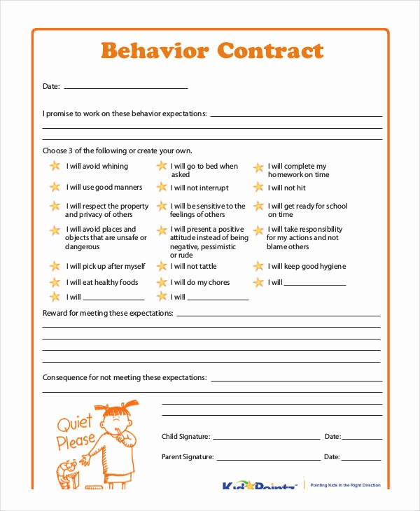 Behavior Contract Template Mental Health Fresh 12 Sample Behavior Contract Templates Word Pages Docs