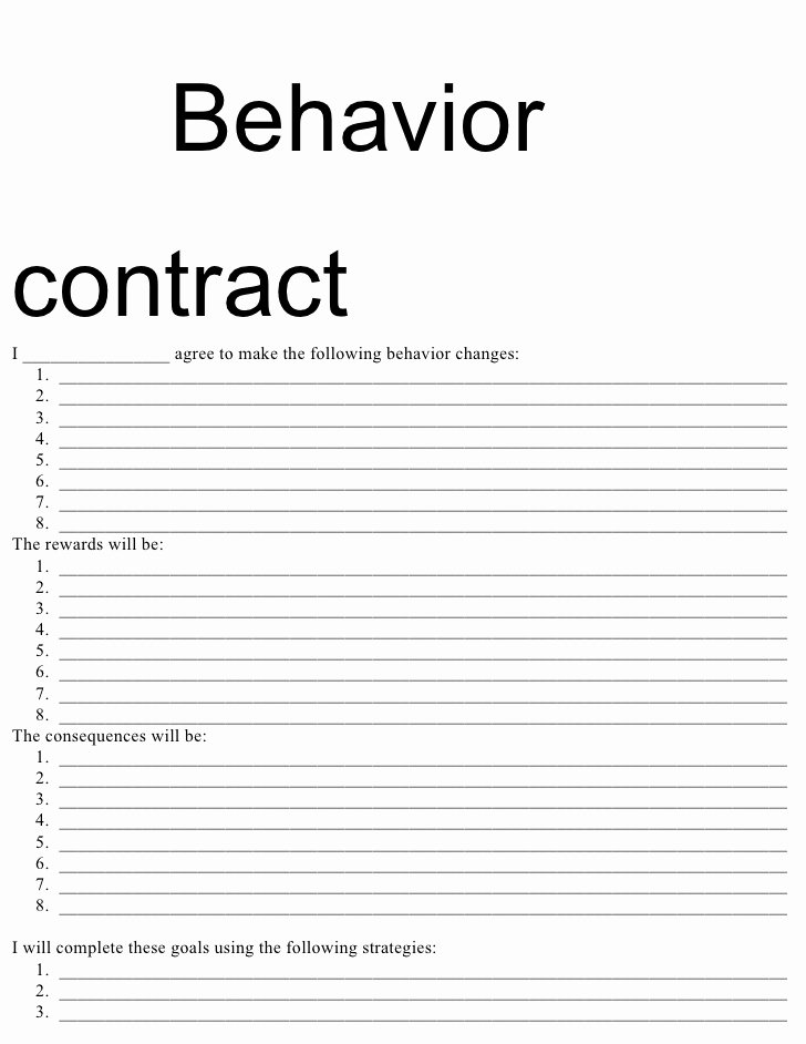 Behavior Contract Template Mental Health Fresh Behavior Contract