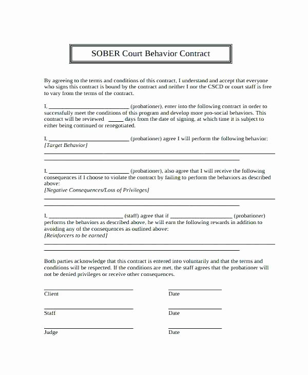 Behavior Contract Template Mental Health Unique Behavior Contract Template Printable Fresh Examples for