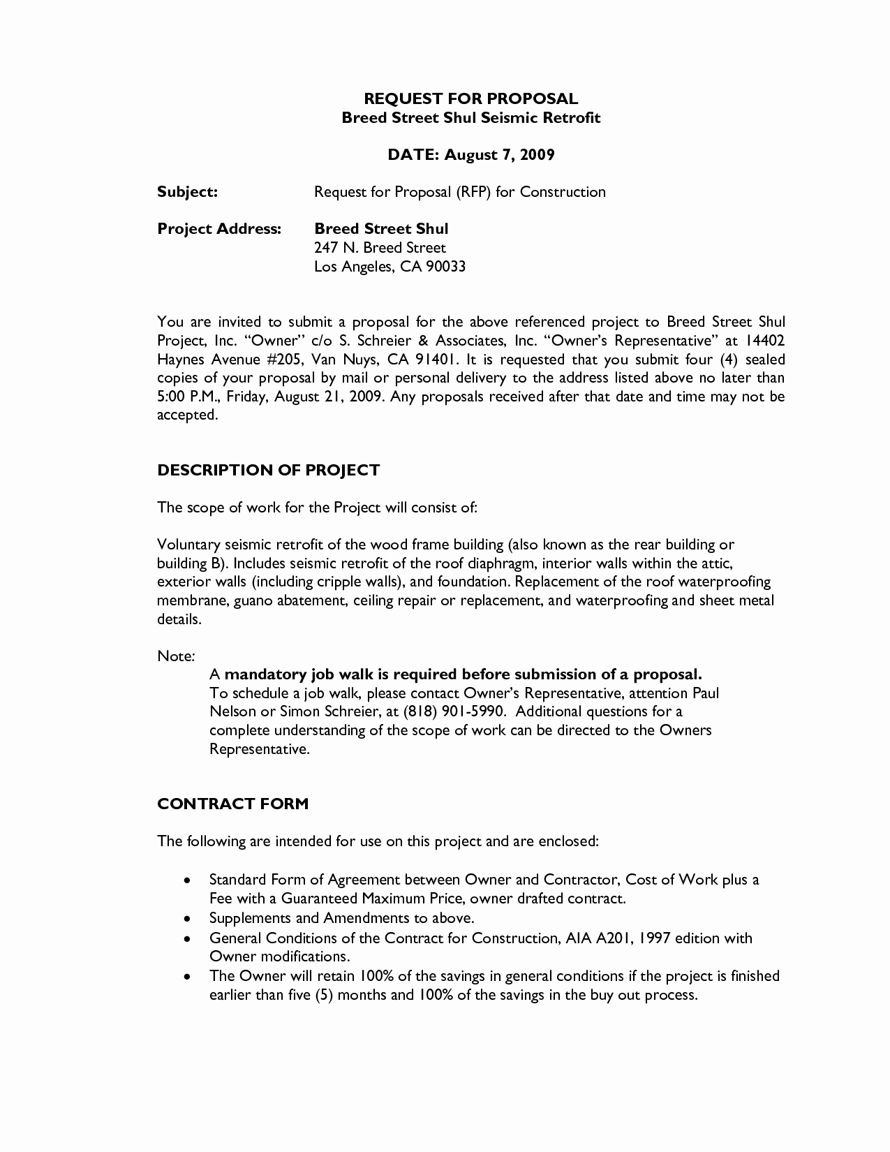 Bid Template for Contractors Lovely Request for Proposal Template
