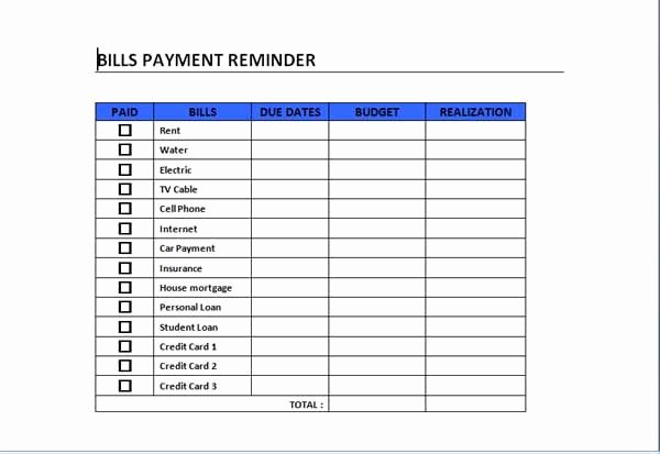 Bill Payment Template Free Elegant Bills Payment Schedule Template Can Act as A Guide In
