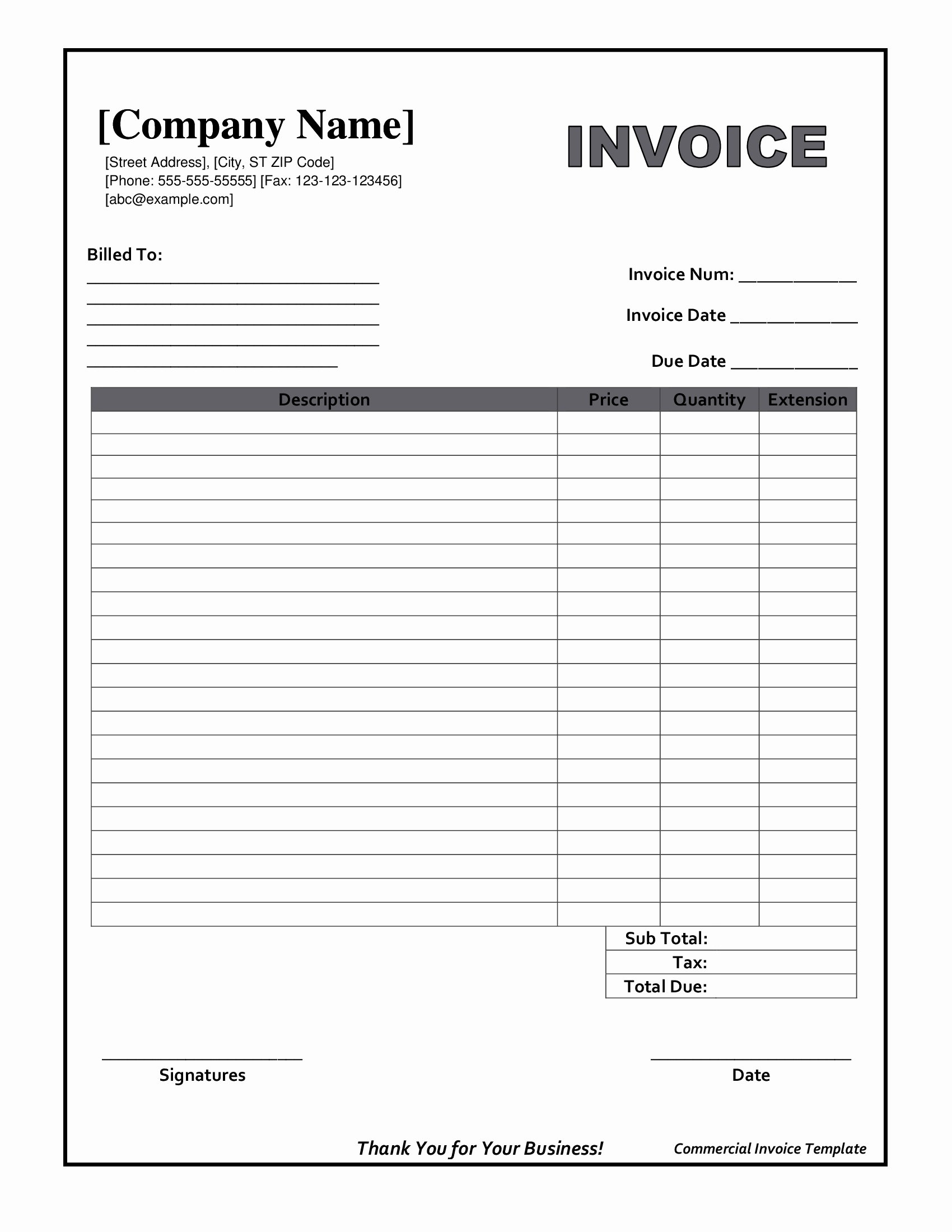 Billing Invoice Template Free Fresh Blank Invoice form Free