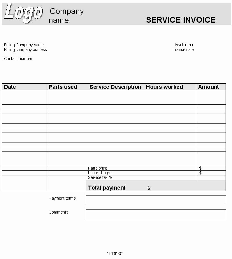 Billing Invoice Template Free Unique 39 Best Templates Of Service Billing Invoice Examples