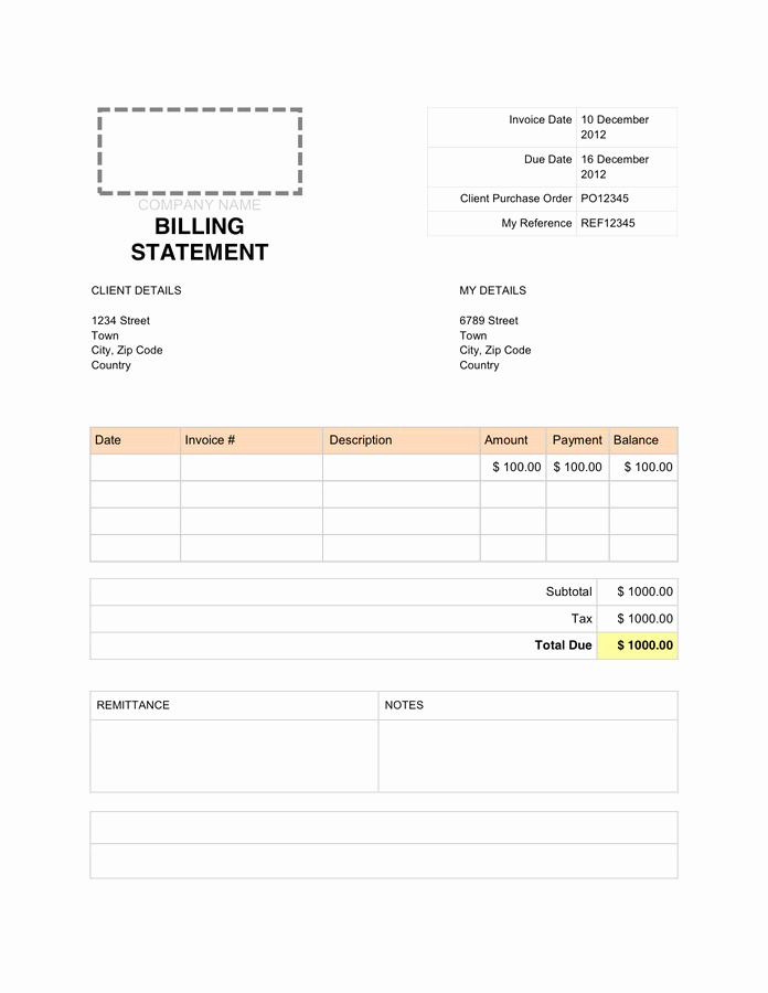 Billing Invoice Template Word Beautiful Billing Statement Template In Word and Pdf formats