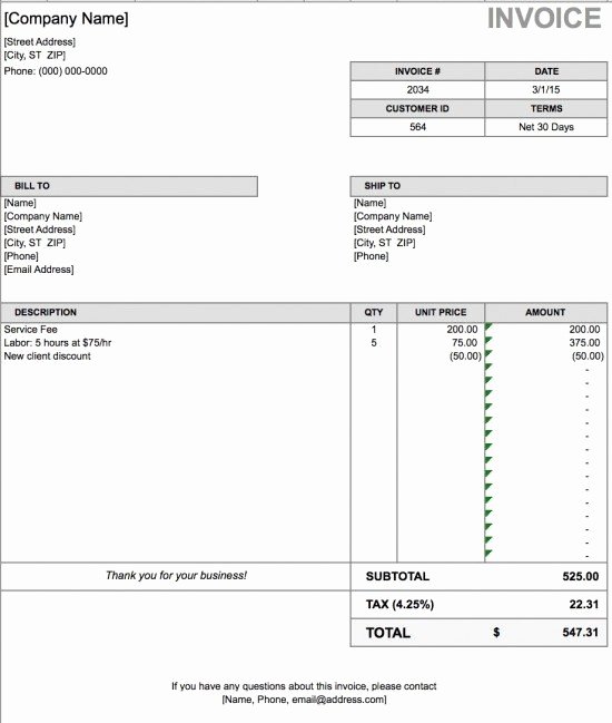 Billing Invoice Template Word Unique Free Billing Invoice Template Excel Pdf