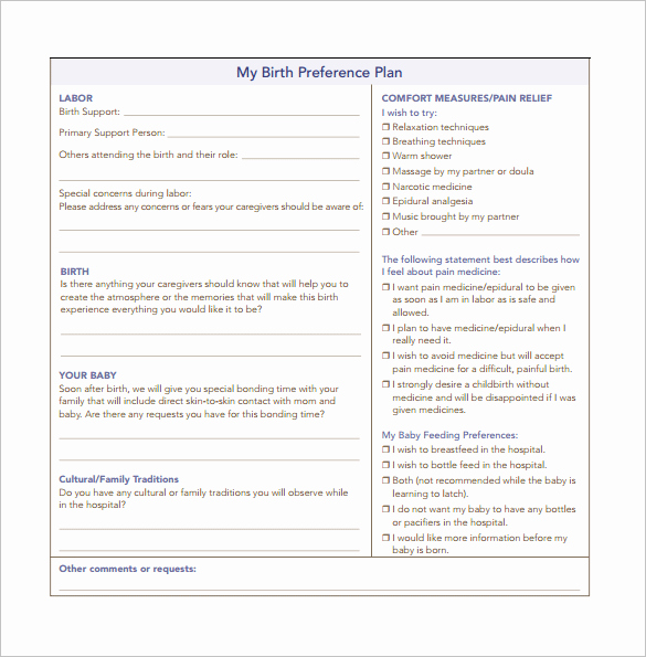 Birth Plan Template Pdf Lovely 10 Birth Plan Templates Free Sample Example format