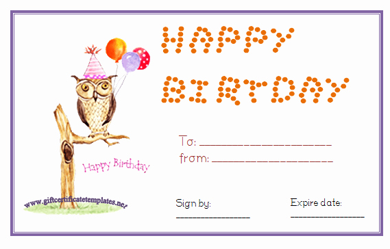 Birthday Gift Certificate Template Free Beautiful 6 Best Of Birthday Printable Gift Certificates