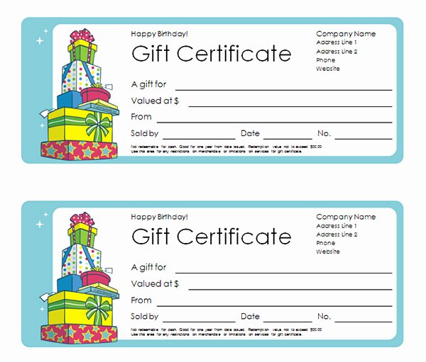 Birthday Gift Certificate Template Free Beautiful Printable Gift Certificate Templates