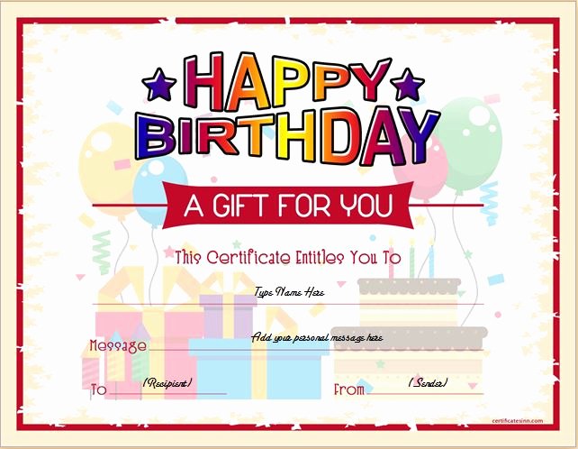 Birthday Gift Certificate Template Free Elegant Birthday Gift Certificate Sample Templates for Word