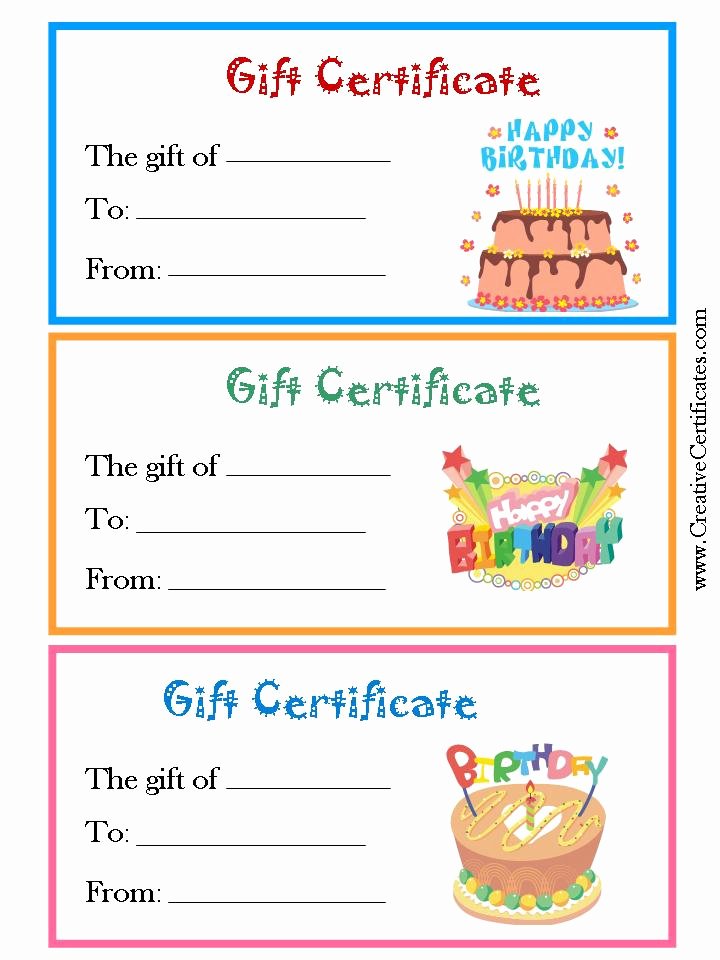 Birthday Gift Certificate Template Free Fresh 5 Best Of Free Birthday Printable Gift Certificates