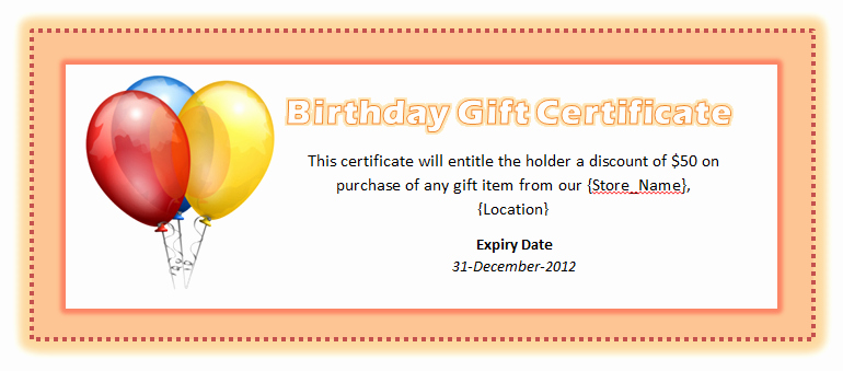 Birthday Gift Certificate Template Free Inspirational Birthday Voucher Template Microsoft Word Templates