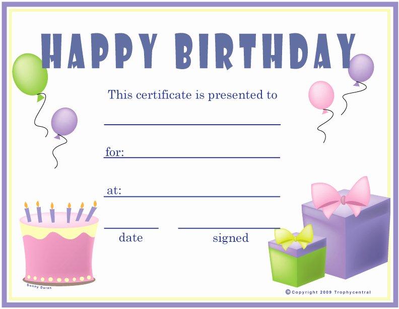 Birthday Gift Certificate Template Free Lovely 10 Best Of Happy Birthday Printable Gift