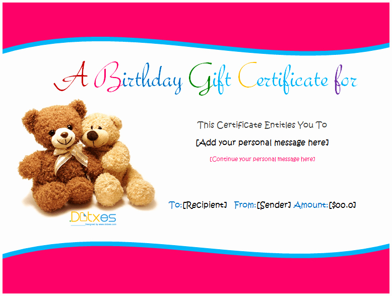 Birthday Gift Certificate Template Free New Birthday Gift Certificate Templates for Girls and Boys