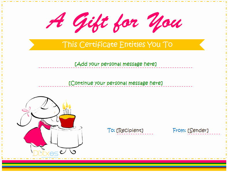 Birthday Gift Certificate Template Free Unique Birthday Gift Certificate Templates for Girls and Boys