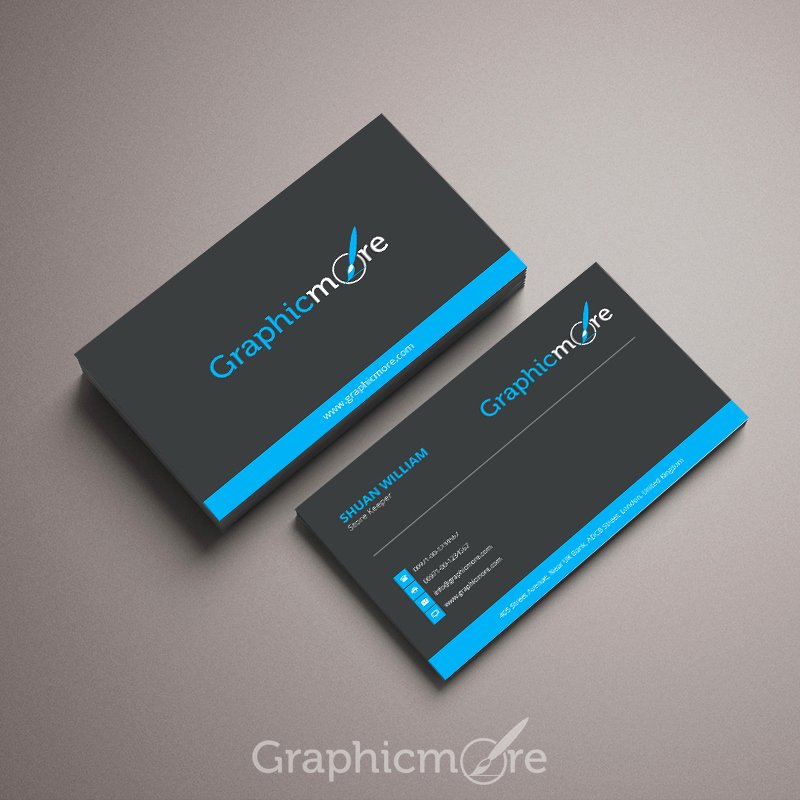 Black Business Card Template New Black &amp; Blue Business Card Template &amp; Mockup Design Free