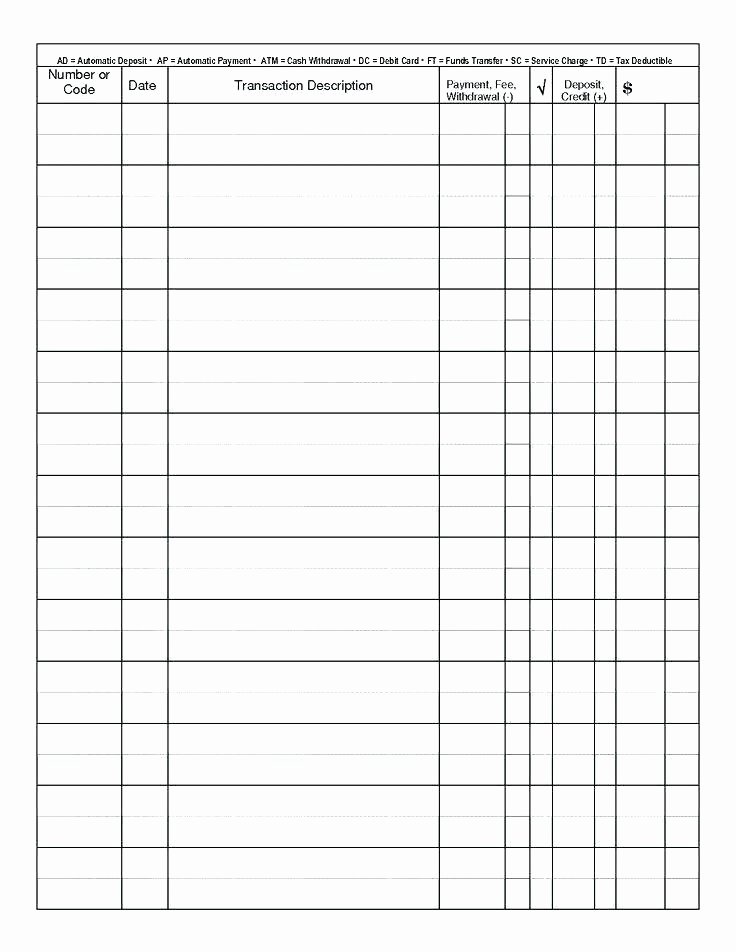 free printable blank check register template sample