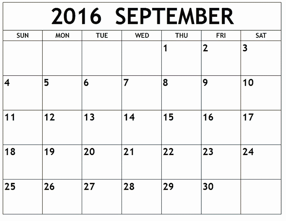 Blank Calendar Template 2016 Awesome Printable Calendar 2018 September 2016 Printable Calendar