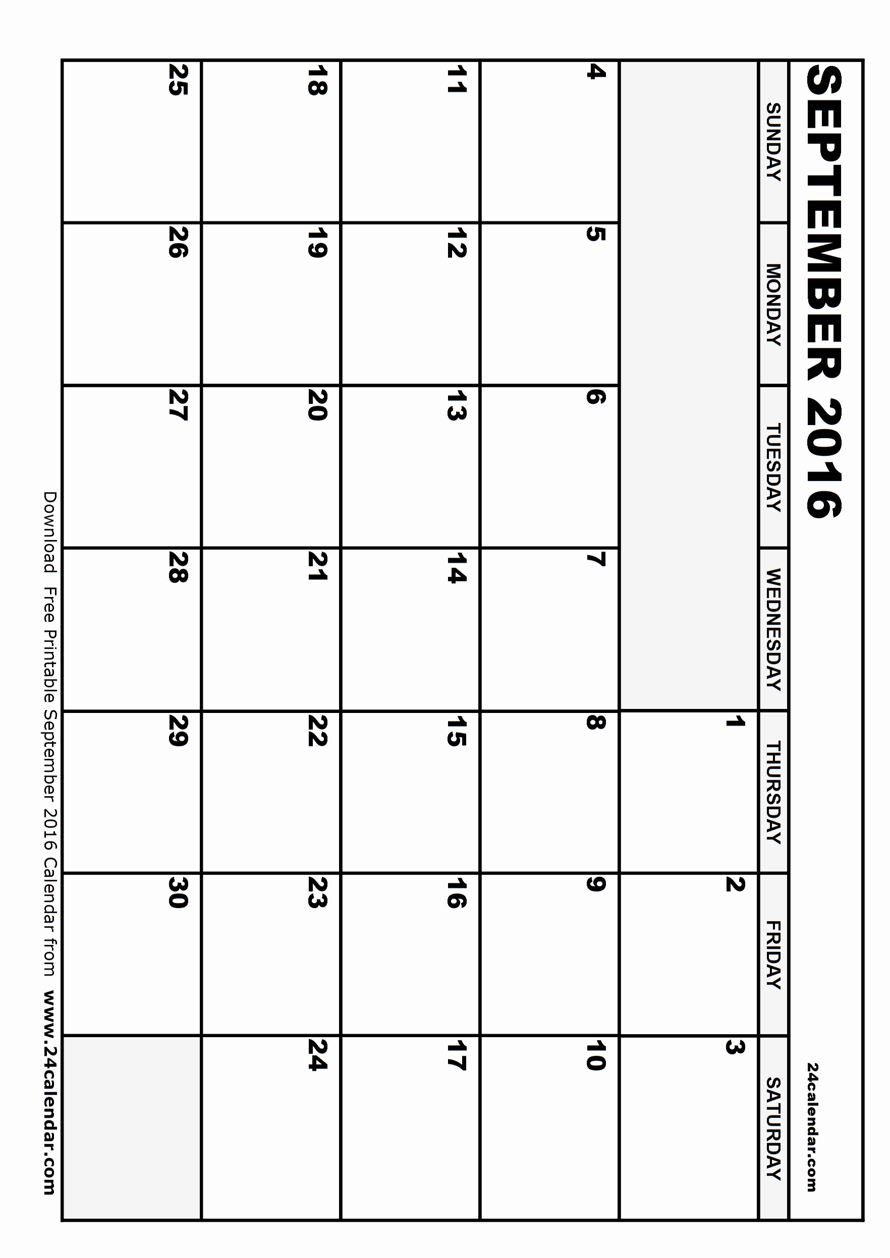 Blank Calendar Template 2016 Beautiful Blank September 2016 Calendar In Printable format