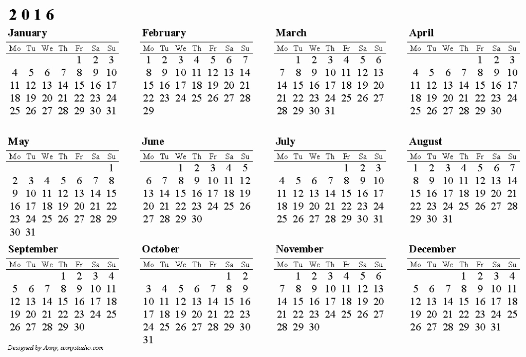 Blank Calendar Template 2016 Elegant Free Printable Calendars 2016