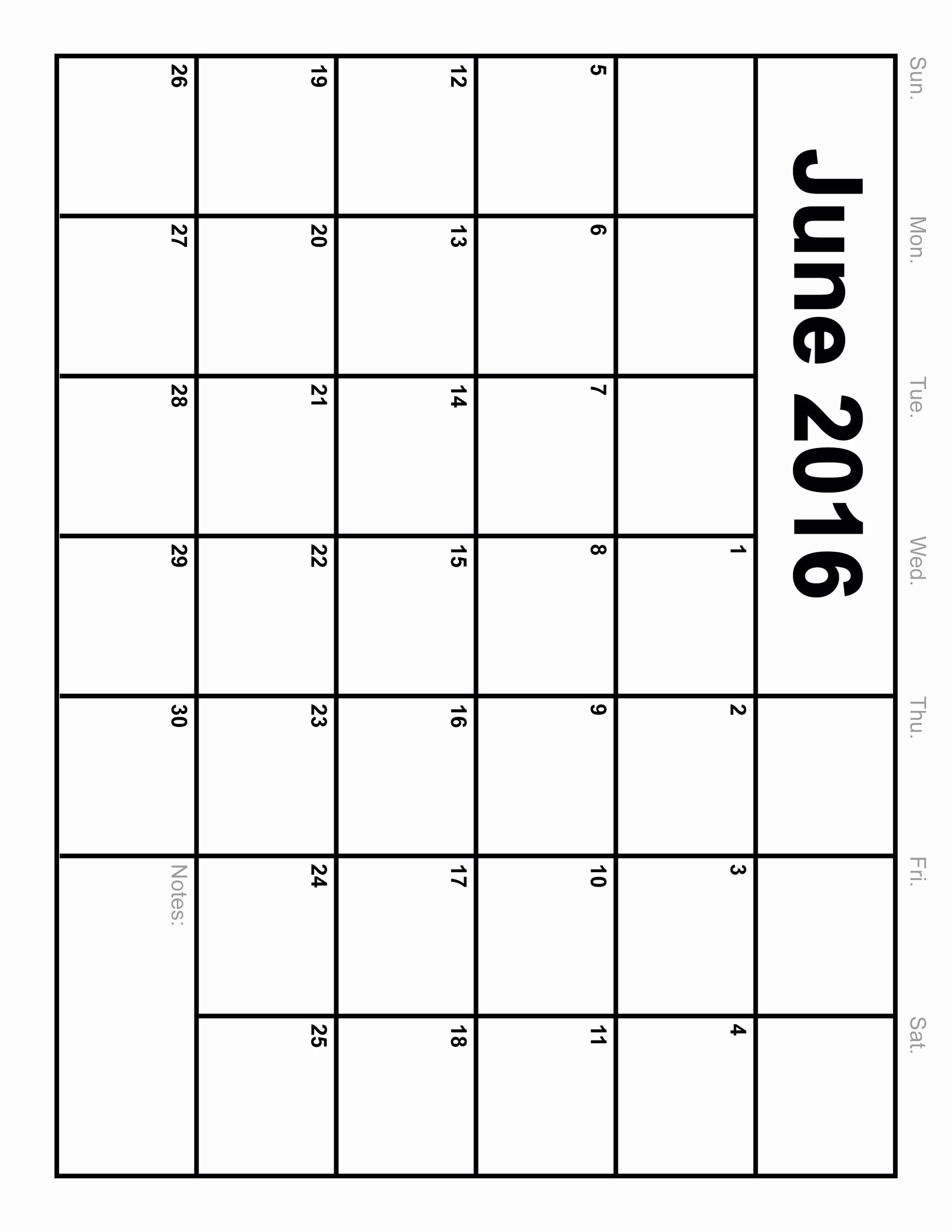 Blank Calendar Template 2016 Fresh June 2016 Blank Templates