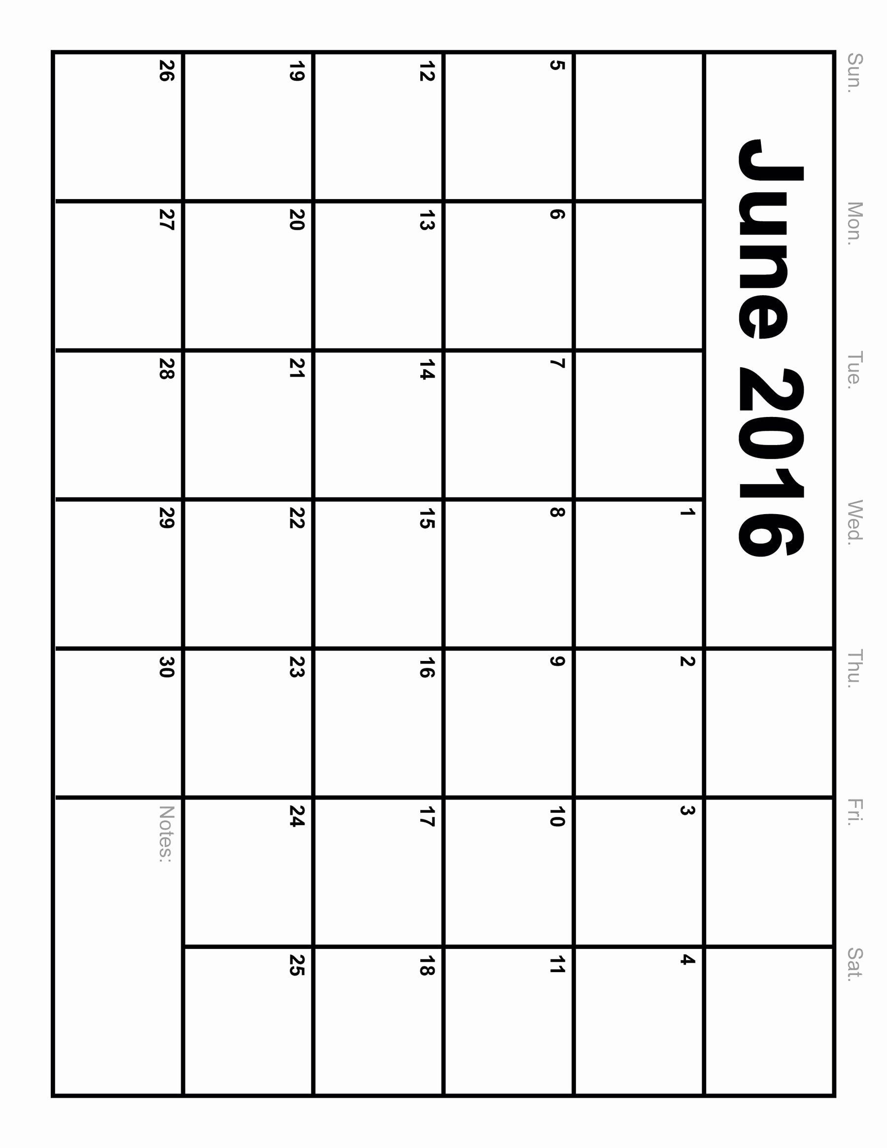 Blank Calendar Template 2016